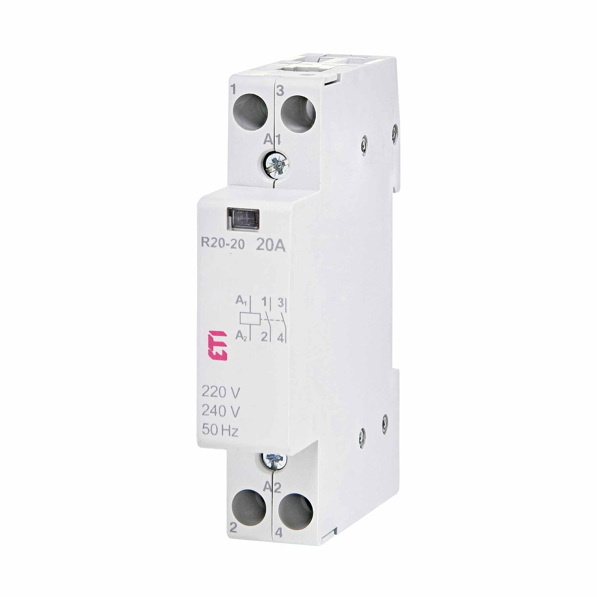 Contattore di installazione a 2 poli, 20A (AC1, 400V), R20-20 230V AC Contattore di installazione a 2 poli, 20A (AC1, 400V), R20-20 230V AC