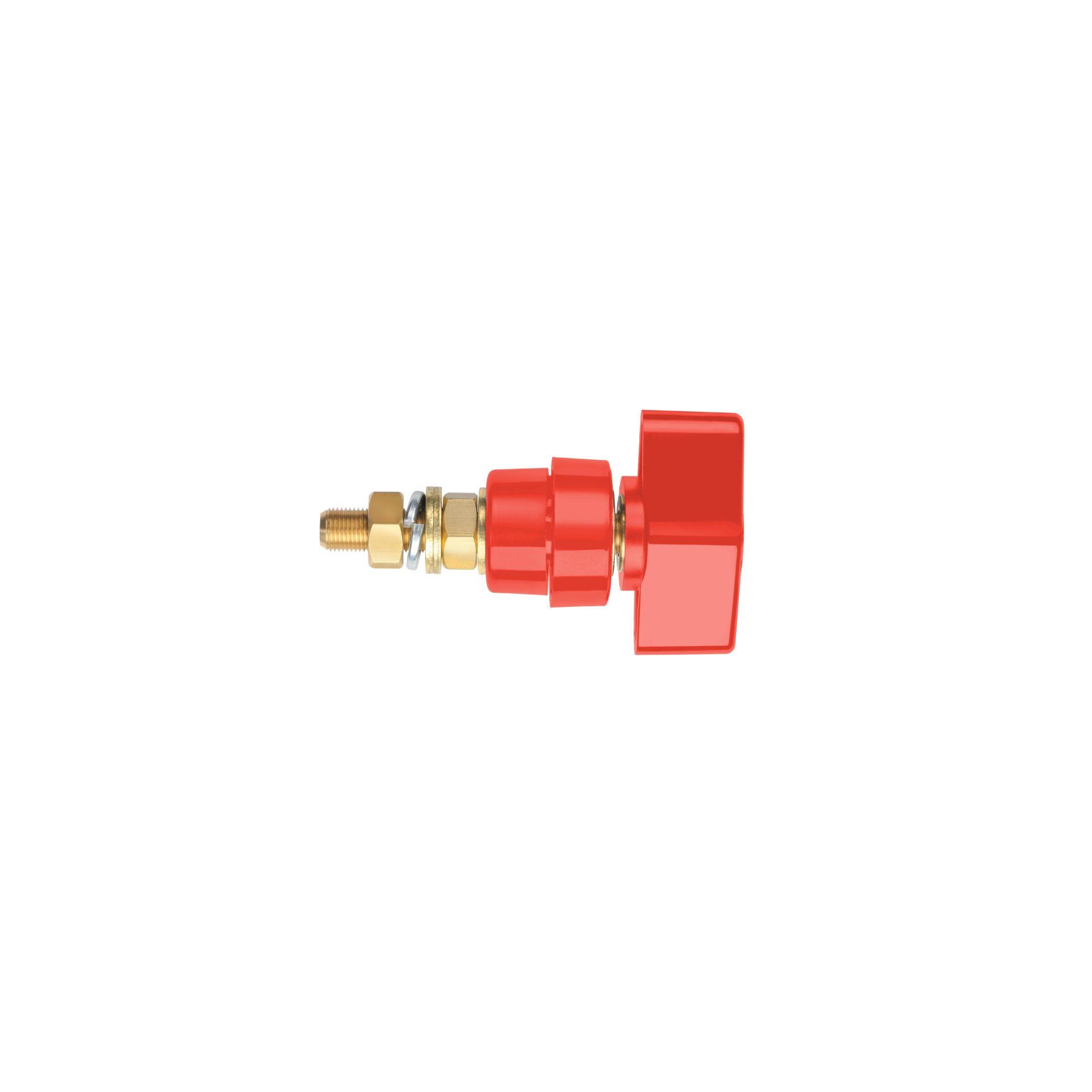 Borne de pôle avec tête de garrot dévissable, 100A, M8, rouge