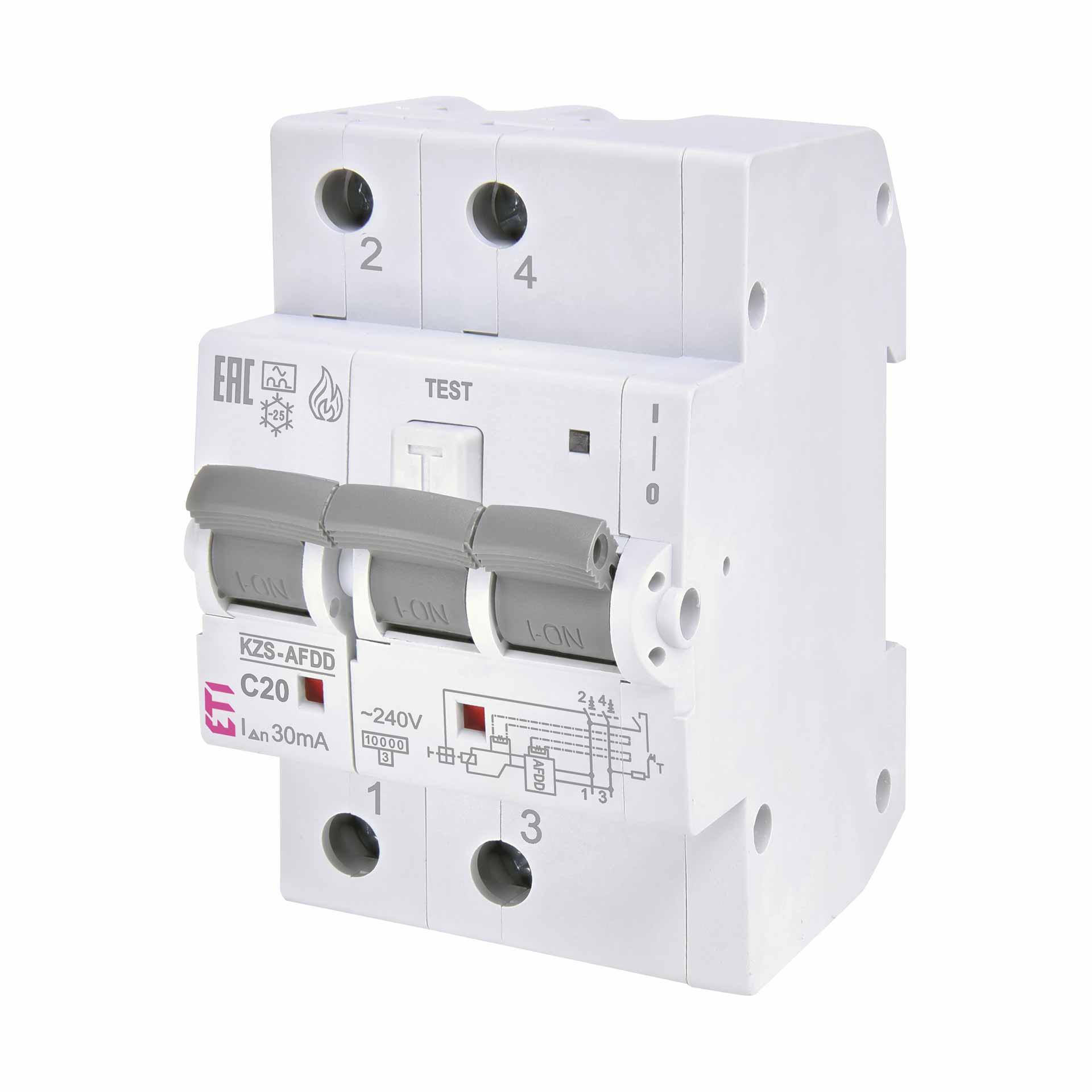 AFDD fire protection switch, type A, 2-pole, characteristic C / 20A, 10kA (0.03A)