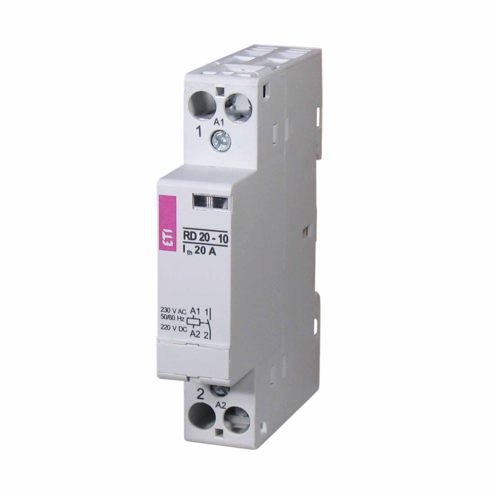 Contattore di installazione unipolare, 20A (AC1, 230V), RD20-01 230V AC/DC Contattore di installazione unipolare, 20A (AC1, 230V), RD20-01 230V AC/DC