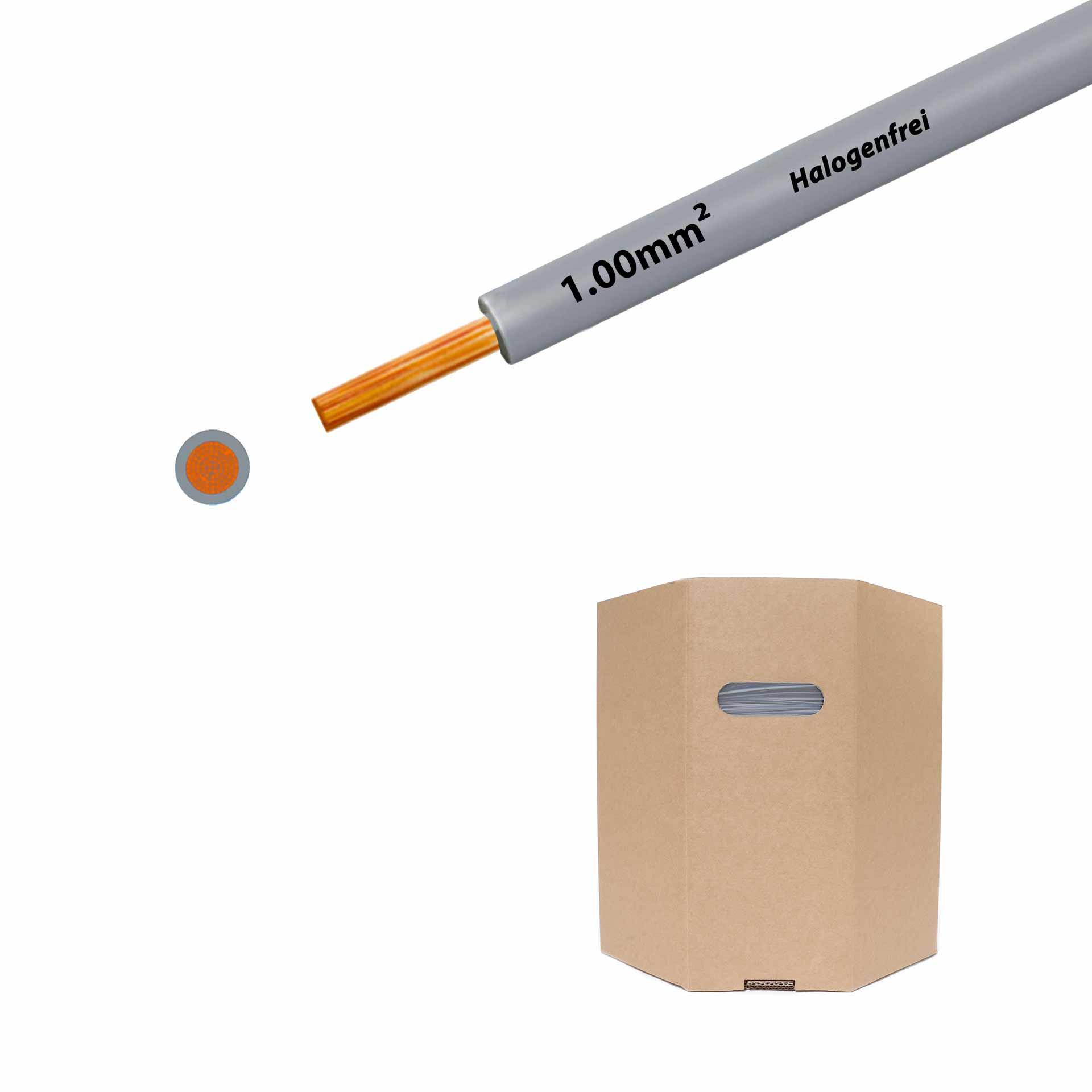 Cavo a trefoli senza alogeni 90° C , 500V, 1,00mm2, grigio (RAL 7001), barilotto D400xH400