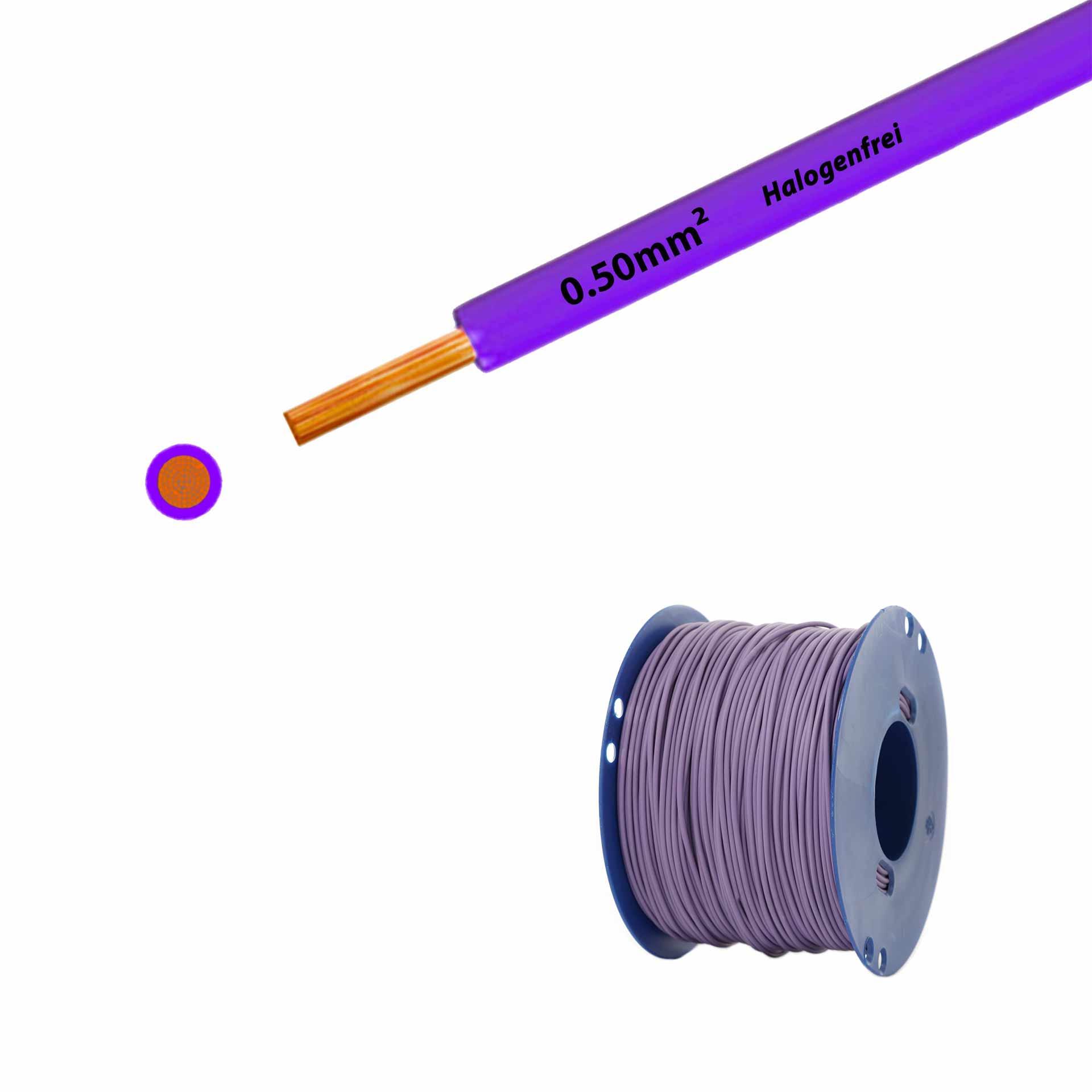 Cavo a trefoli senza alogeni 90° C, 500V, 0,50mm2, viola (RAL 4005), su bobina di plastica Cavo a trefoli senza alogeni 90° C, 500V, 0,50mm2, viola (RAL 4005), su bobina di plastica