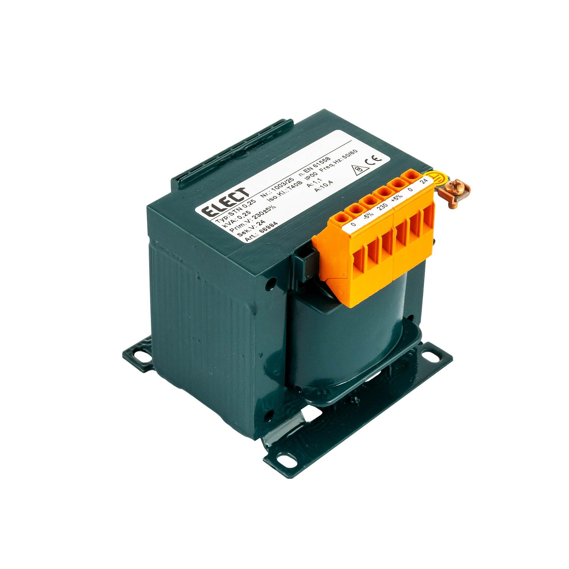 Trasformatore monofase 230V +-5%, 250VA, 24VAC - 10,42A