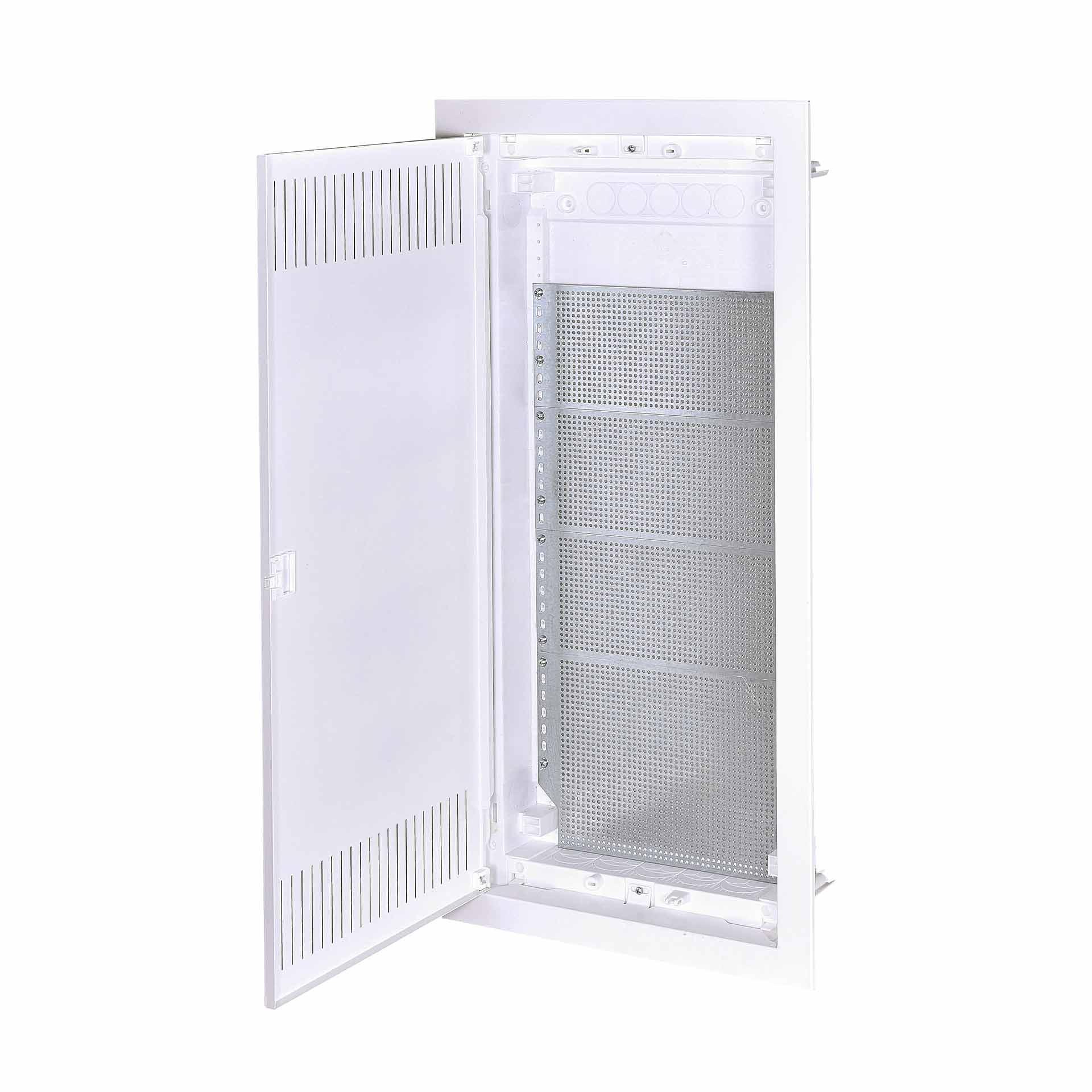 Distributore multimediale da incasso "ECG-56H" con porta in metallo forato bianco (fessure superiori e inferiori) Distributore multimediale da incasso "ECG-56H" con porta in metallo forato bianco (fessure superiori e inferiori)