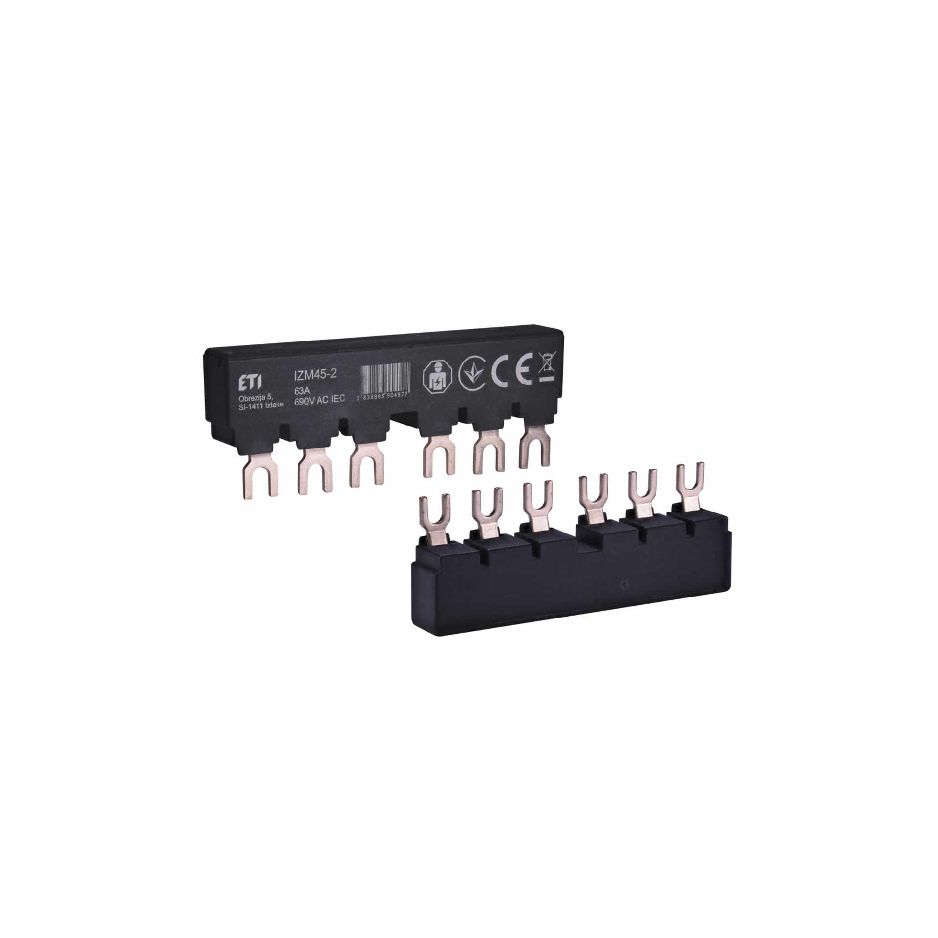 Sbarra di fase bifilare isolata IZM45-2, 10 mm², 63A, per interruttore automatico di protezione motore MPCB, MPE25, MSPO, MS25 Sbarra di fase bifilare isolata IZM45-2, 10 mm², 63A, per interruttore automatico di protezione motore MPCB, MPE25, MSPO, MS25