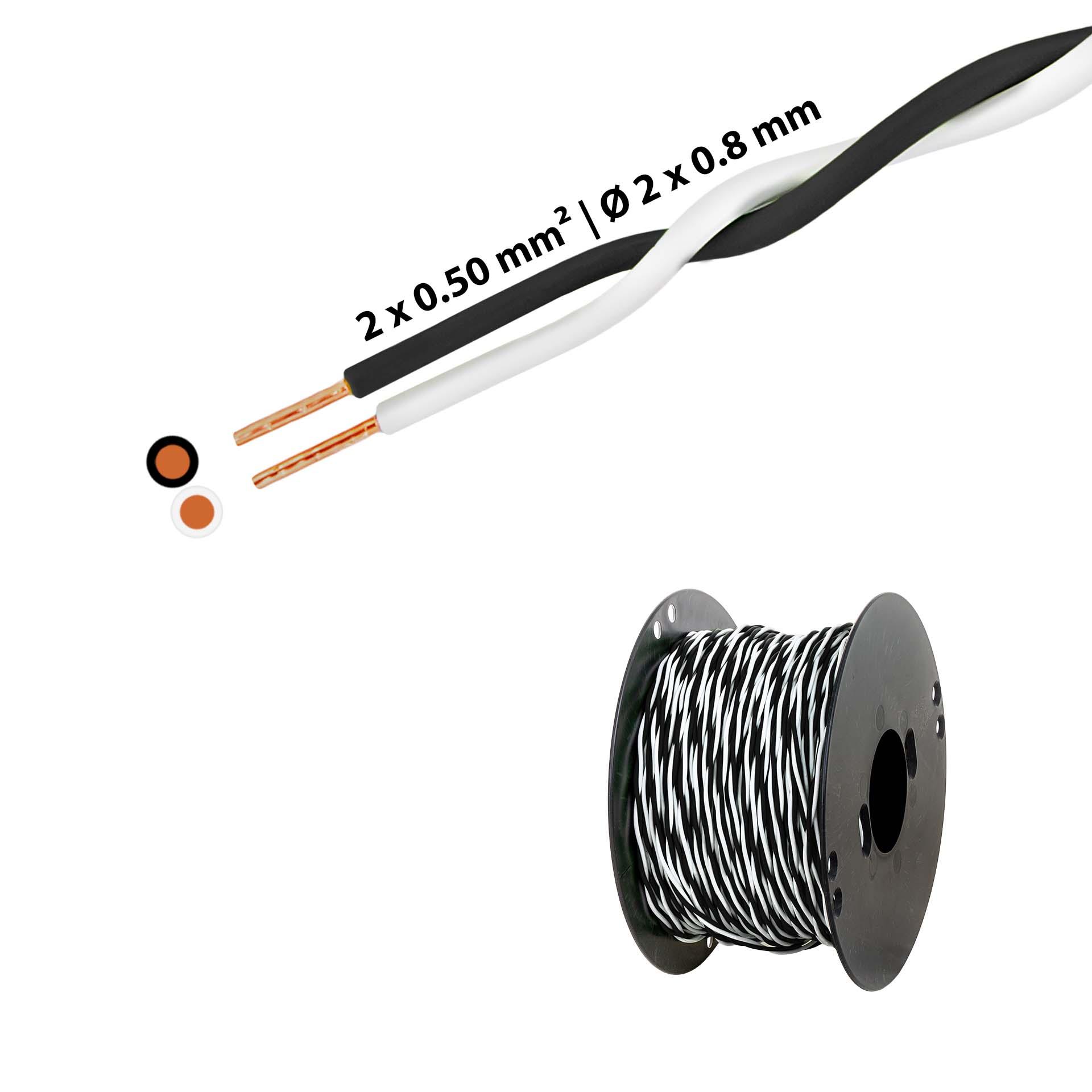 Fil en T torsadé 2 x 0.5mm2 blanc-noir Fil en T torsadé 2 x 0.5mm2 blanc-noir