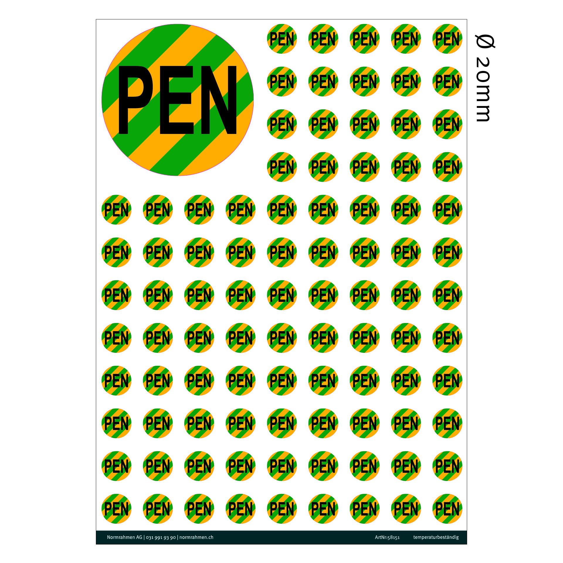 Neutral conductor with protective function PEN Ø 20mm,PU 108 pcs. A4 sheet Neutral conductor with protective function PEN Ø 20mm,PU 108 pcs. A4 sheet